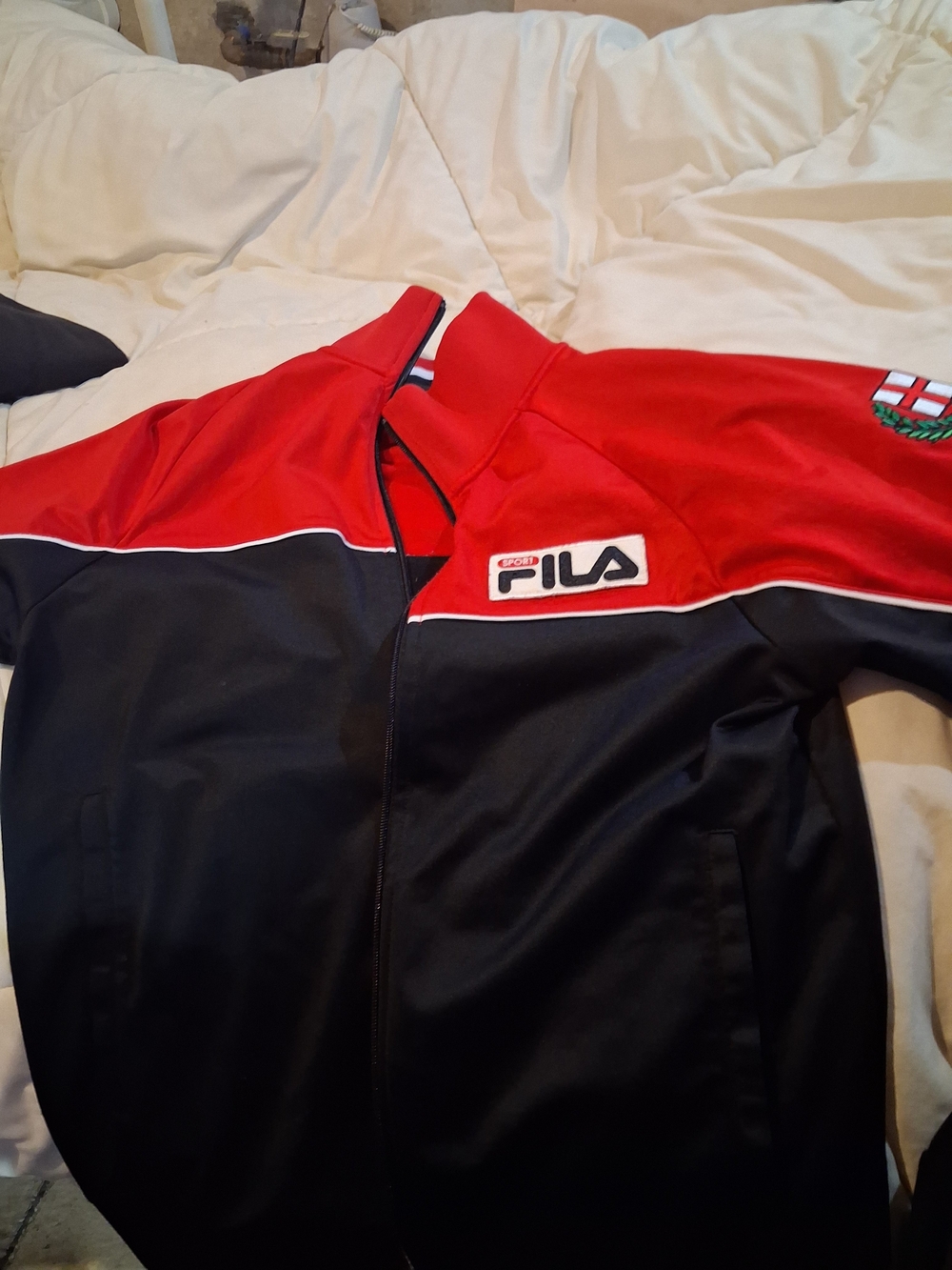 FILA Red and Black Bomber-Style Track Jacket
